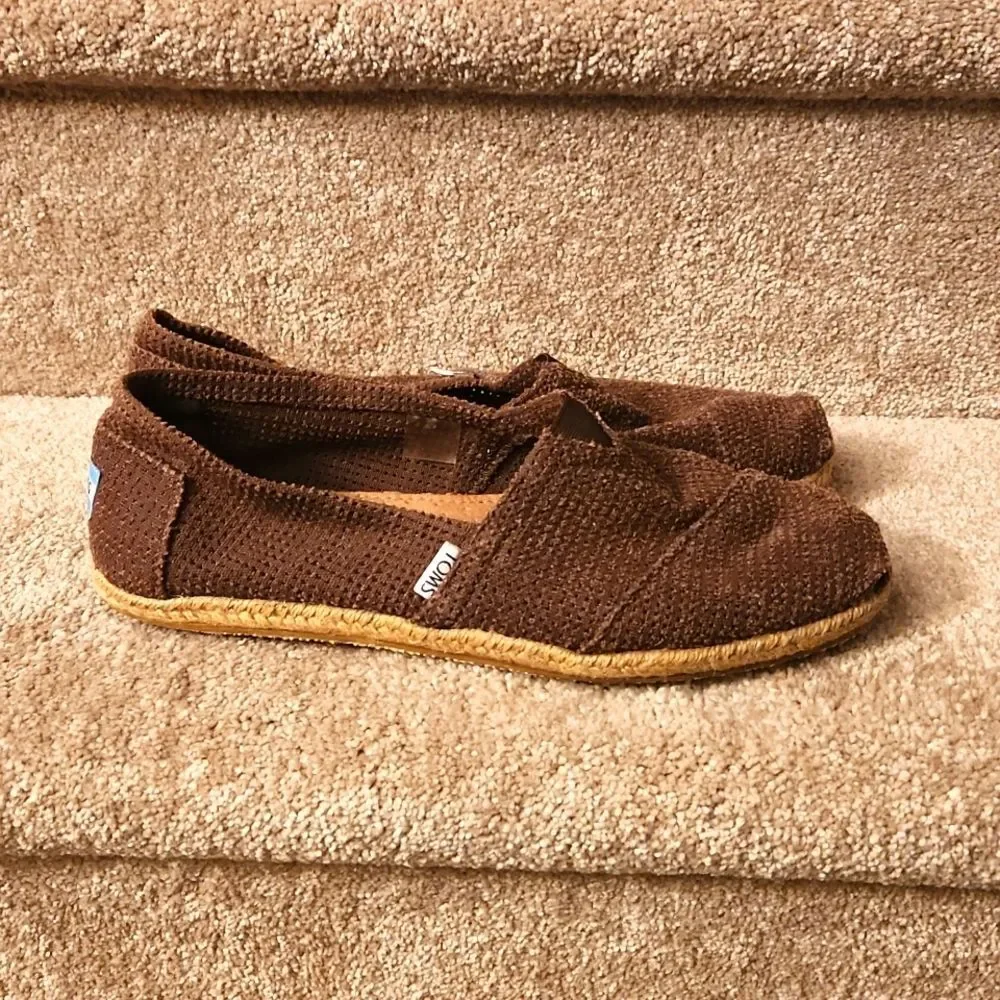 Toms Brown Woven Slip-on Shoes Men's 9 Women's 10